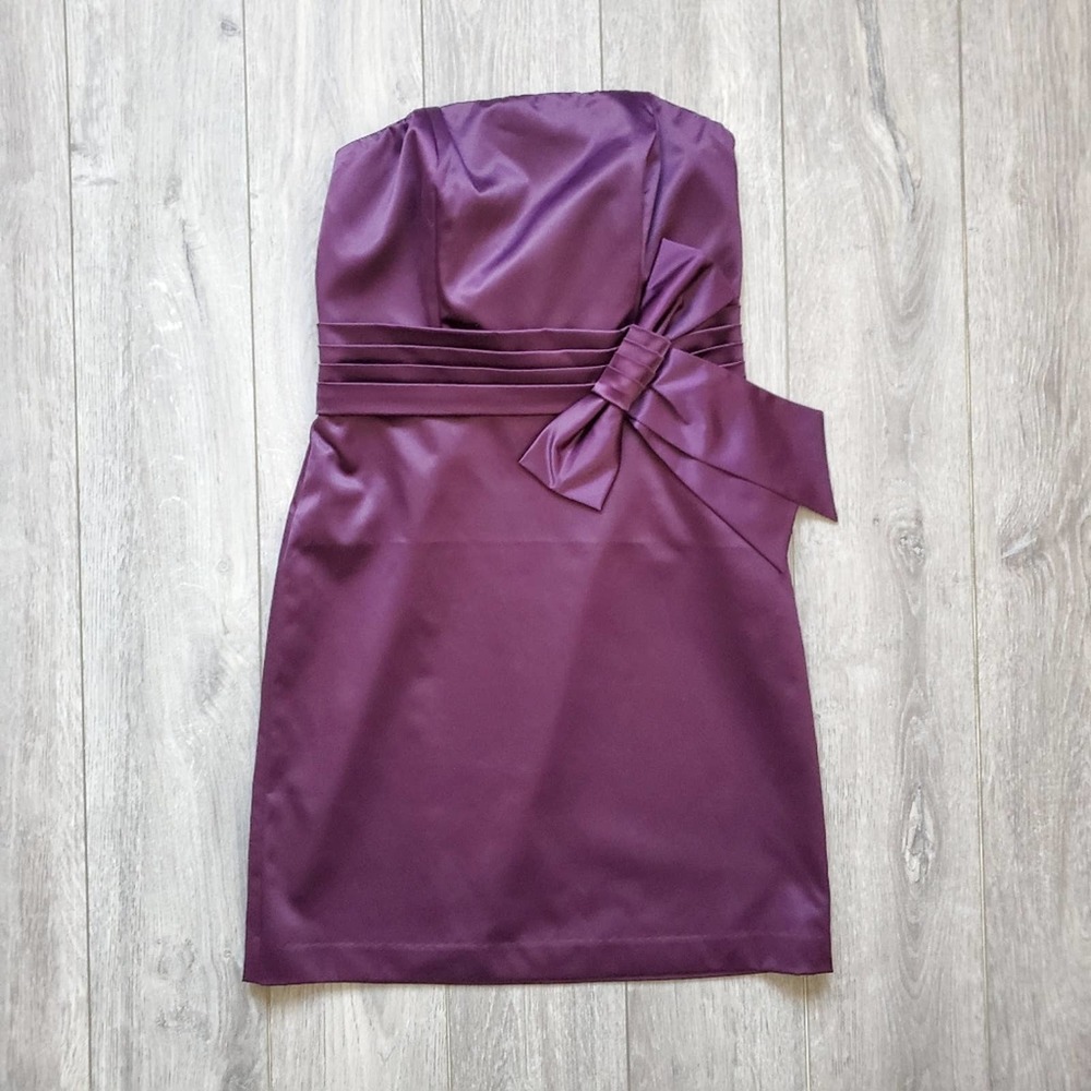The Limited Event purple strapless evening dress
